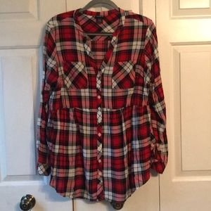 Long sleeve red plaid shirt